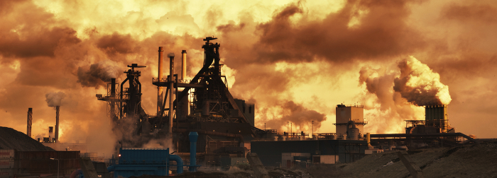 industry and sunset at night